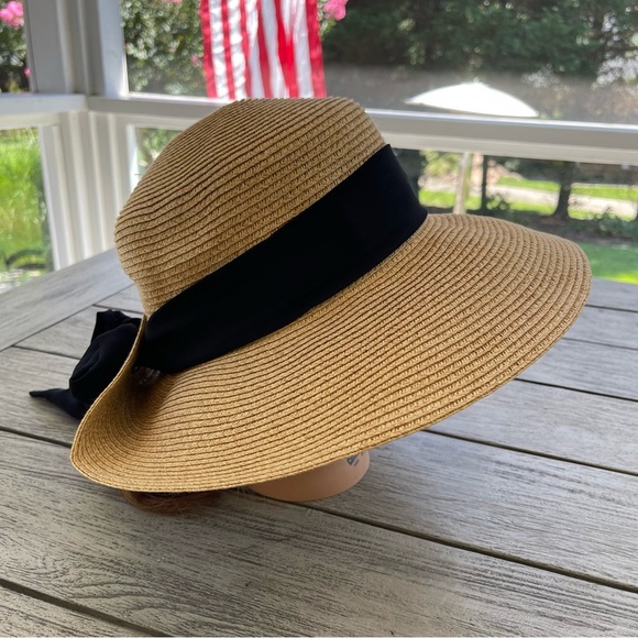 Nine West Packable UPF 50+ Sun Hat with Black Ribbon NWT - Picture 1 of 7